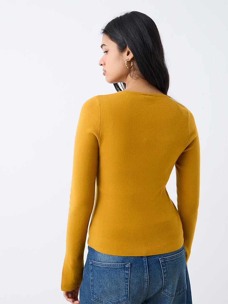 LOV Mustard Knitted Top with Cardigan Set — photo 4