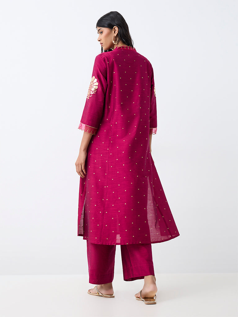 Fuchsia Floral Printed A-Line Kurta — photo 4