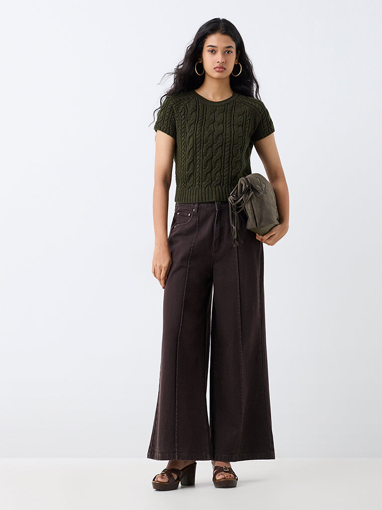 LOV Dark Brown High-Waist Wide-Leg Jeans — photo 1