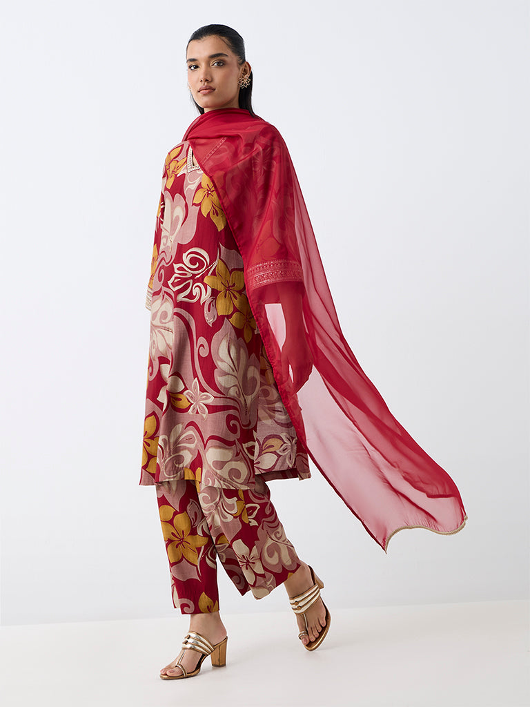 Vark Multicolour Floral Printed A-Line Ethnic Set — photo 2