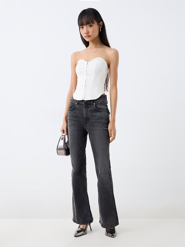 Nuon Off-White Solid Corset Top — photo 2