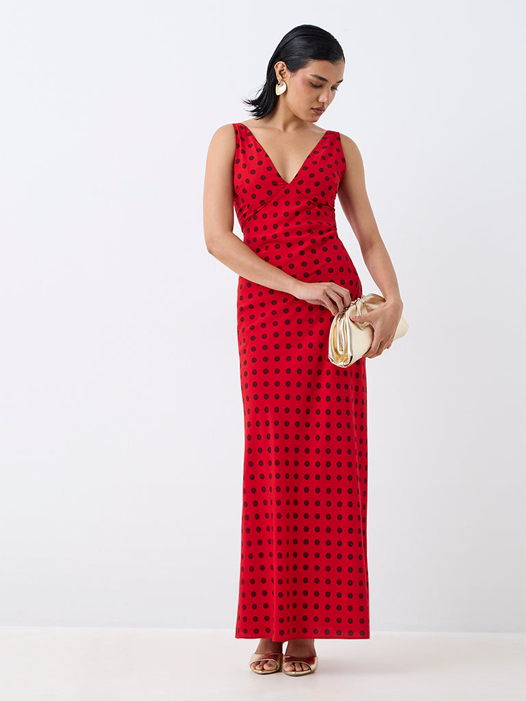 Wardrobe Red Polka-Dot Printed Sheath Dress — photo 2
