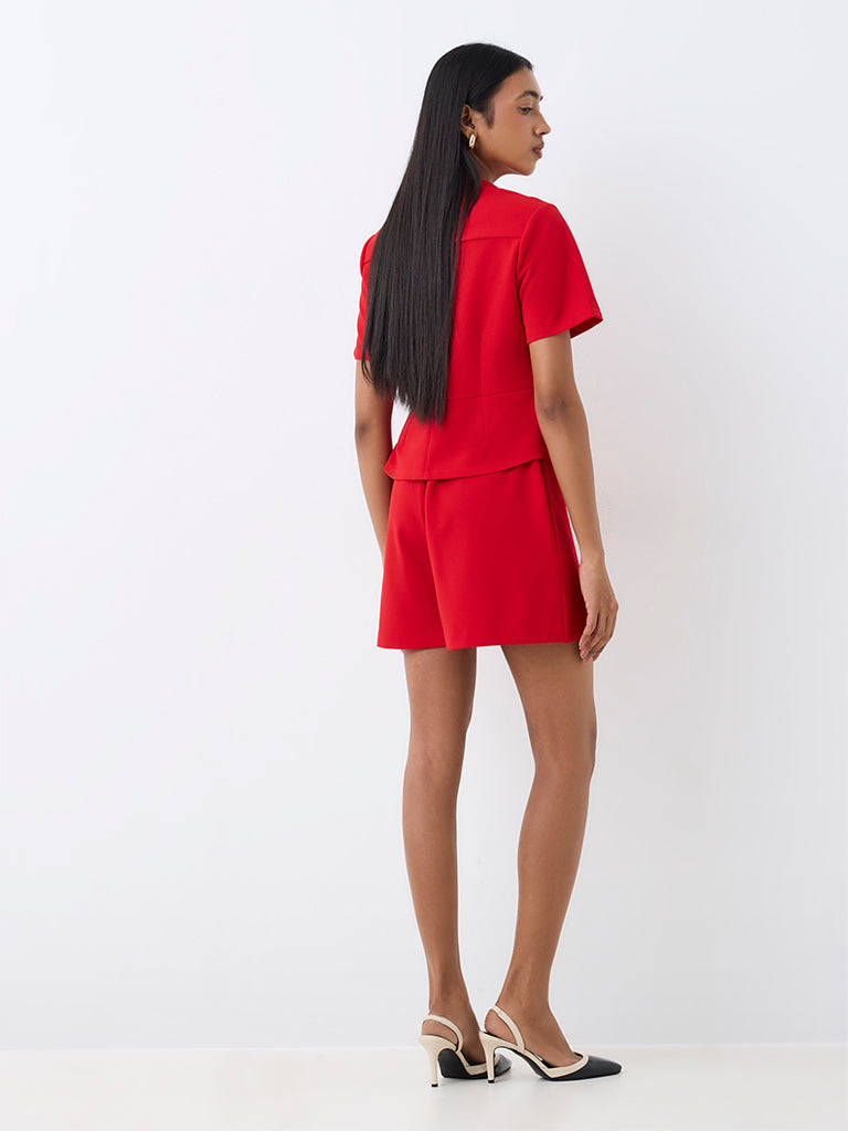 Wardrobe Red Wrap-Style High-Rise Skorts — photo 4