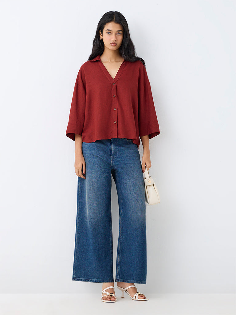 LOV Red Linen-Blend Shirt — photo 2