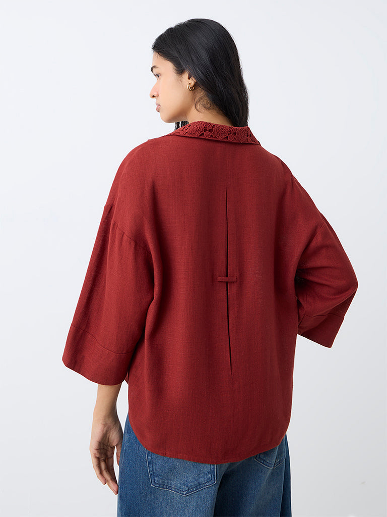 LOV Red Linen-Blend Shirt — photo 4