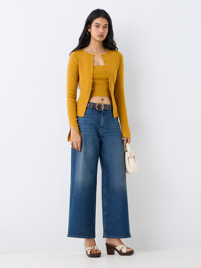 LOV Mustard Knitted Top with Cardigan Set — photo 2