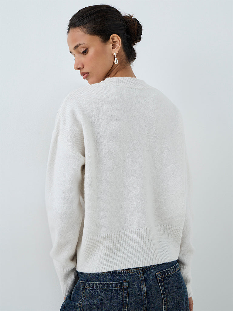 LOV White Embellished Sweater — photo 4