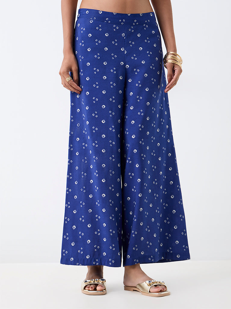 Dark Blue Sequin Embellished Tunic and Bandhani Palazzos Set — photo 5