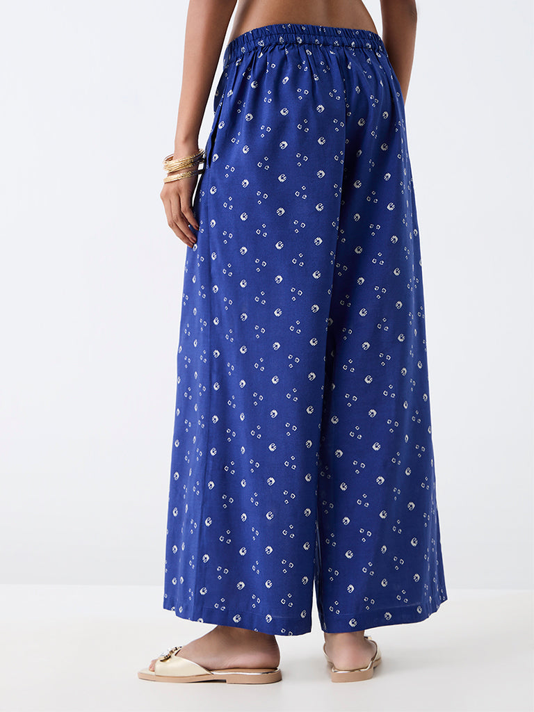 Dark Blue Sequin Embellished Tunic and Bandhani Palazzos Set — photo 7