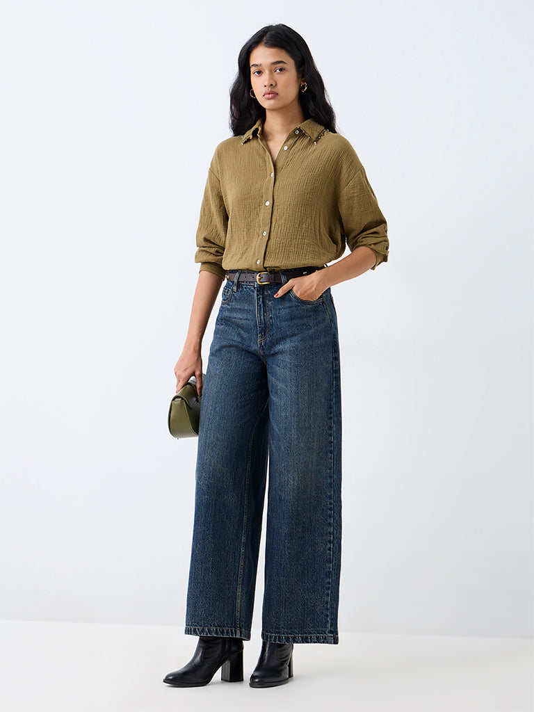 LOV Sage Crinkle-Textured Shirt — photo 2