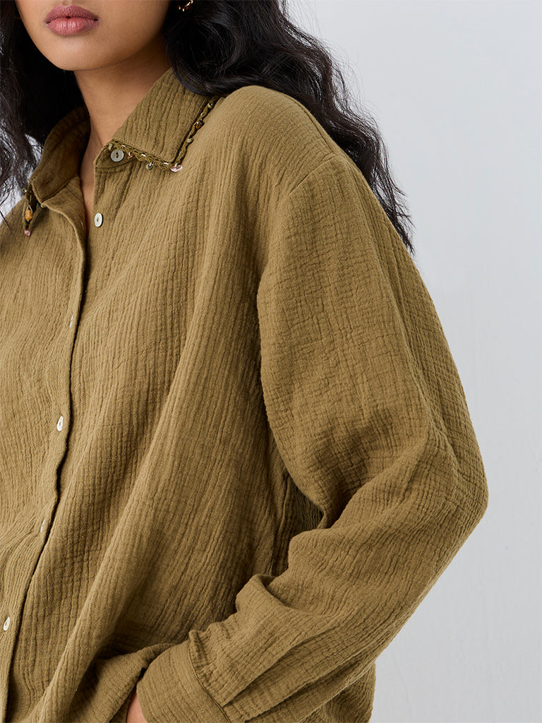LOV Sage Crinkle-Textured Shirt — photo 3