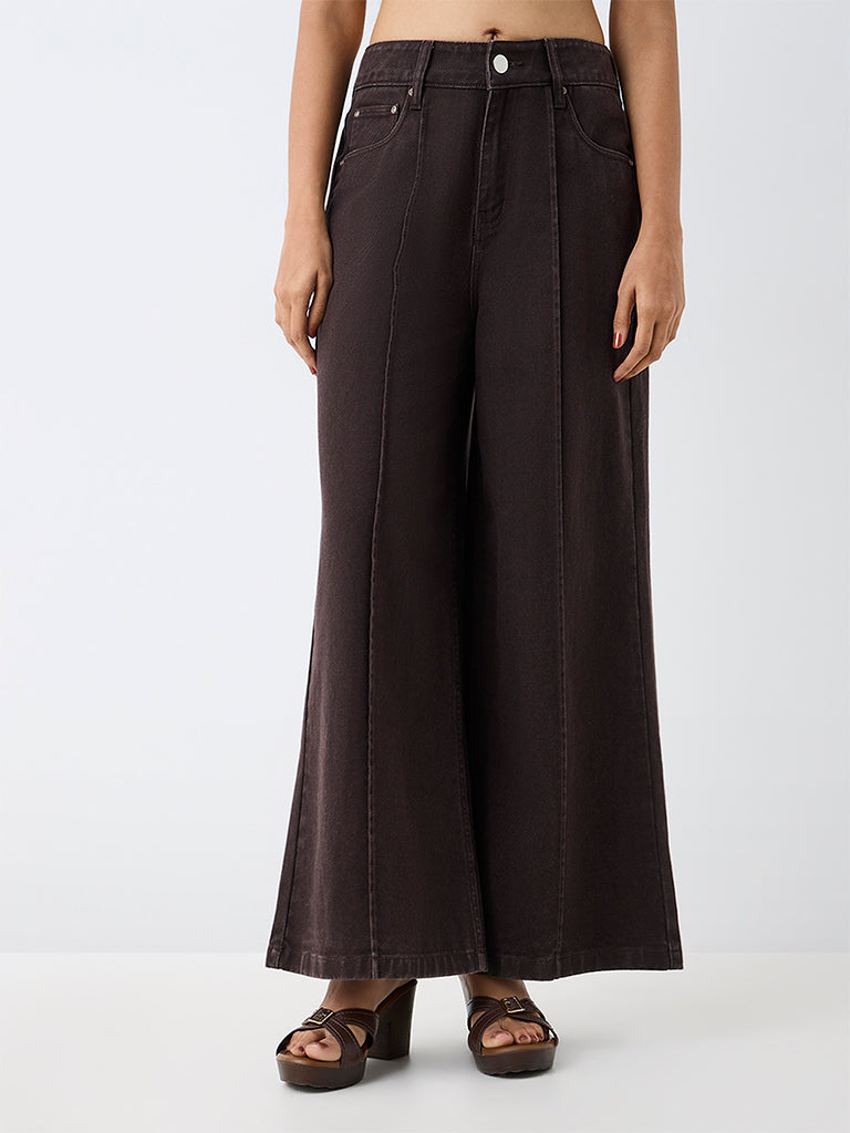 LOV Dark Brown High-Waist Wide-Leg Jeans — photo 2