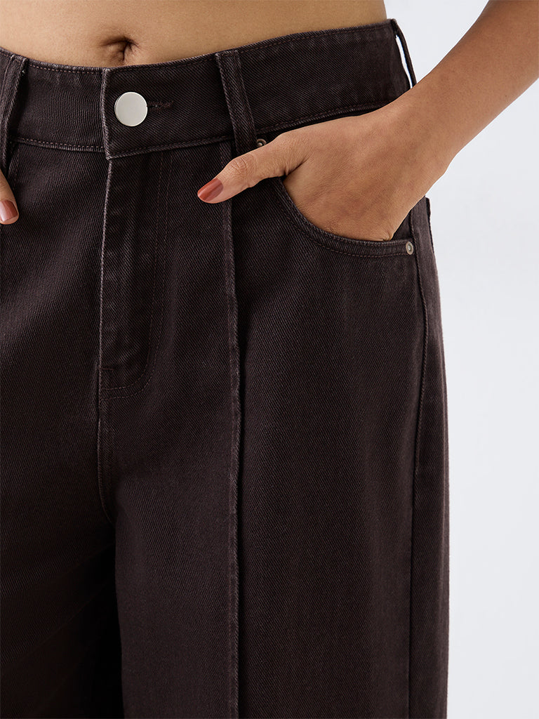 LOV Dark Brown High-Waist Wide-Leg Jeans — photo 3