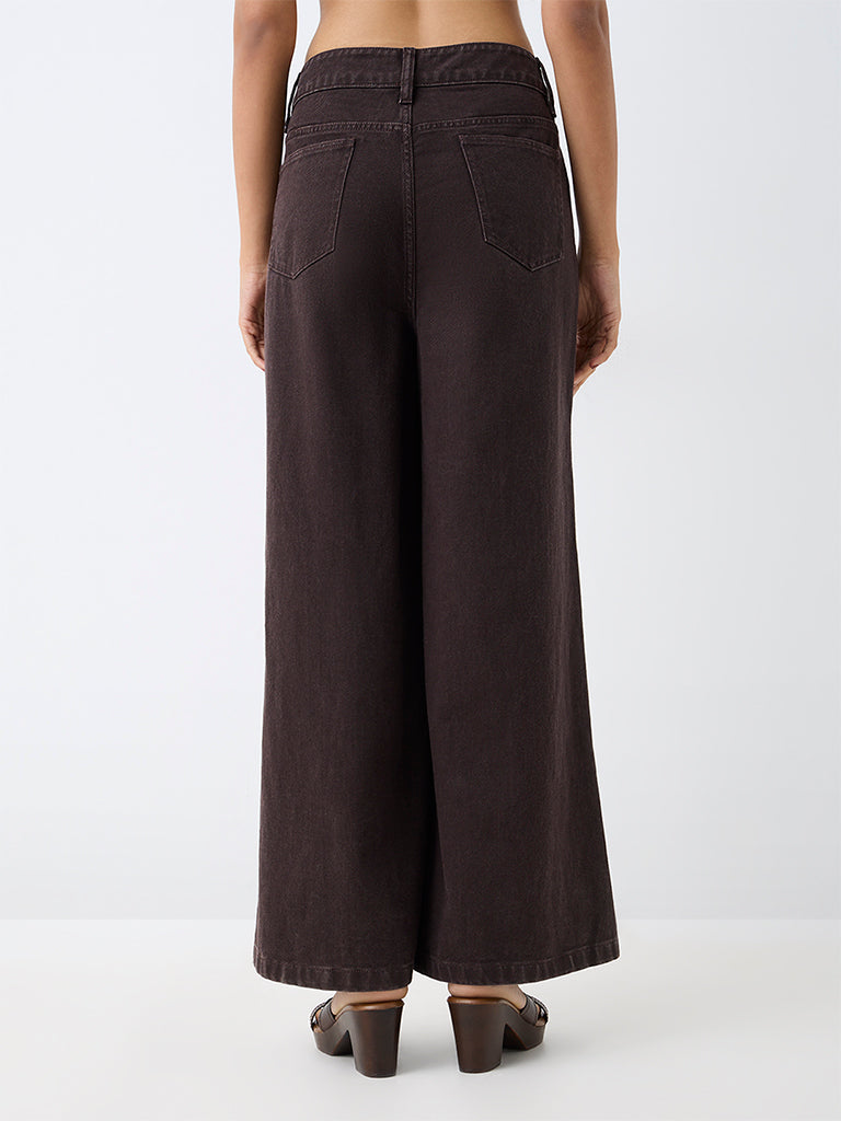 LOV Dark Brown High-Waist Wide-Leg Jeans — photo 4