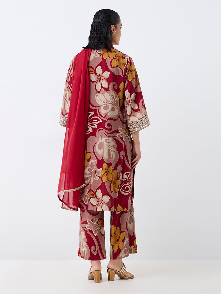 Vark Multicolour Floral Printed A-Line Ethnic Set — photo 4
