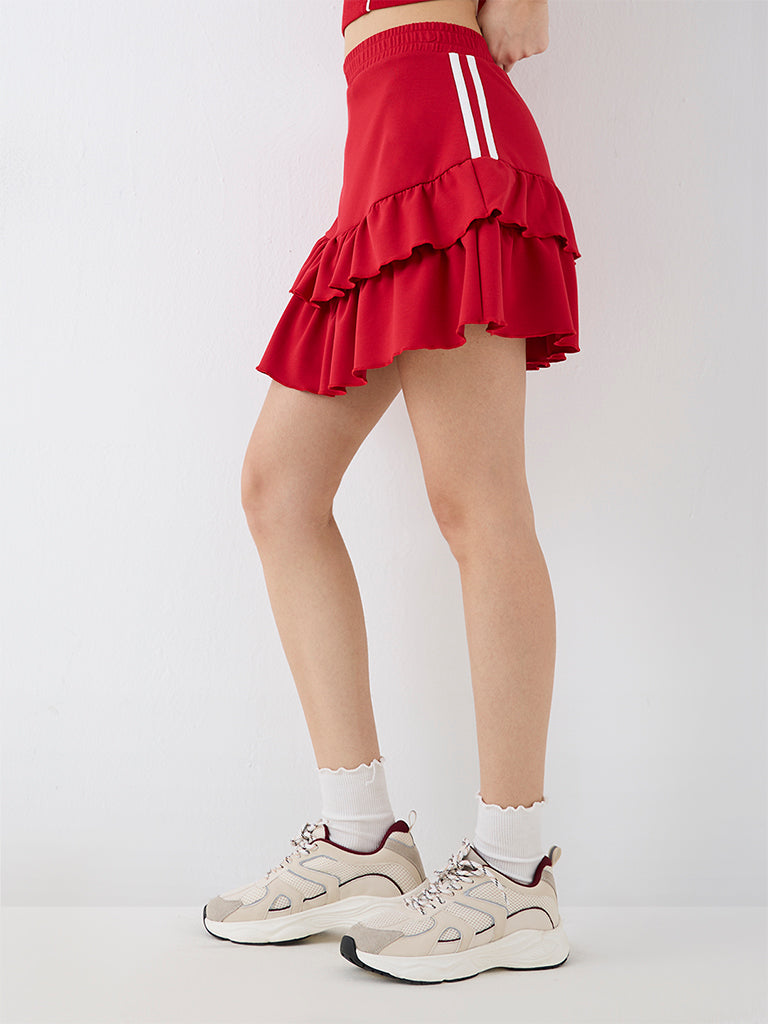 Nuoflexx Red Striped High-Rise Ruffled Skirt — photo 2