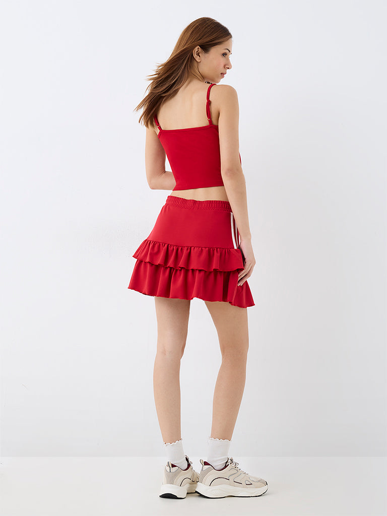 Nuoflexx Red Striped High-Rise Ruffled Skirt — photo 4