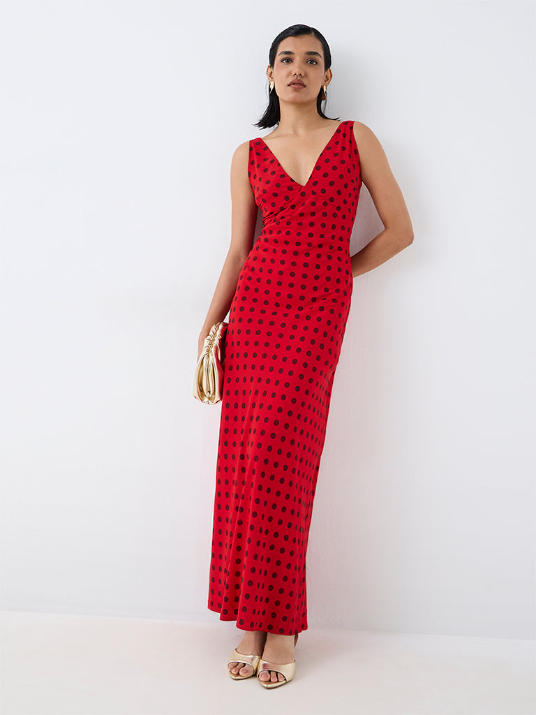 Wardrobe Red Polka-Dot Printed Sheath Dress — photo 1