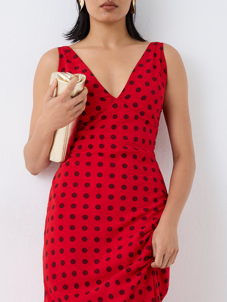 Wardrobe Red Polka-Dot Printed Sheath Dress — photo 3