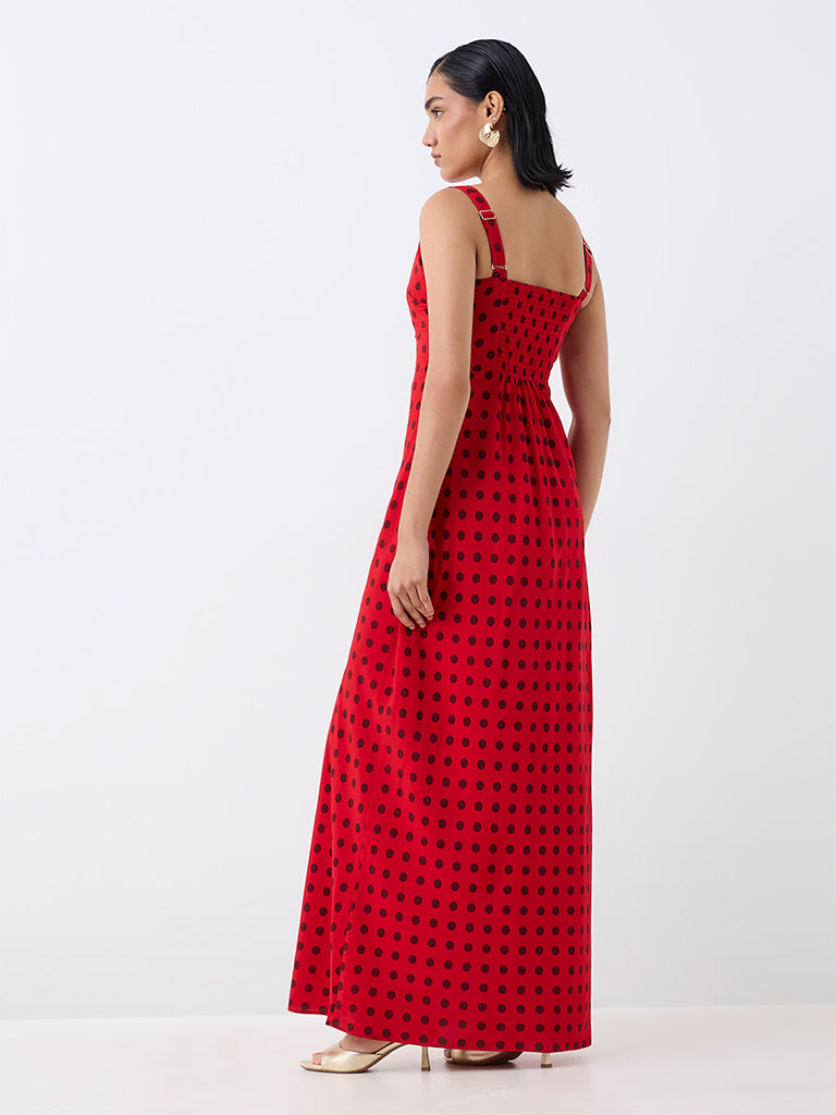 Wardrobe Red Polka-Dot Printed Sheath Dress — photo 4