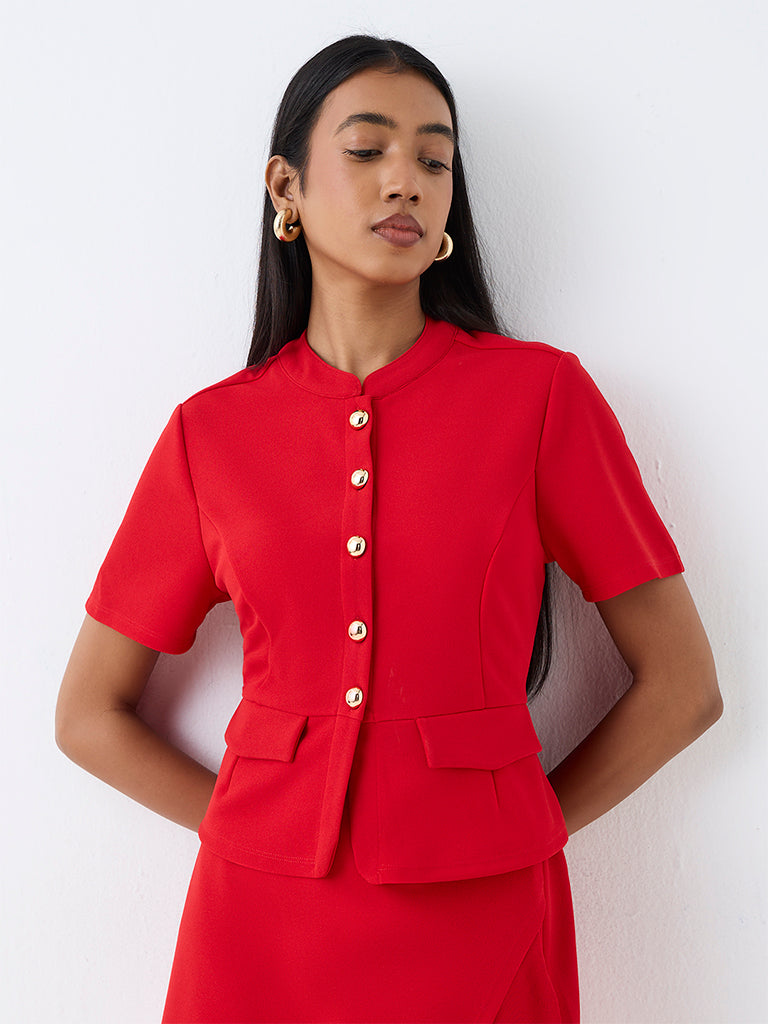 Wardrobe Red Panelled Blouse — photo 1