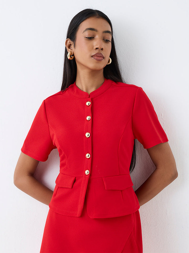 Wardrobe Red Panelled Blouse