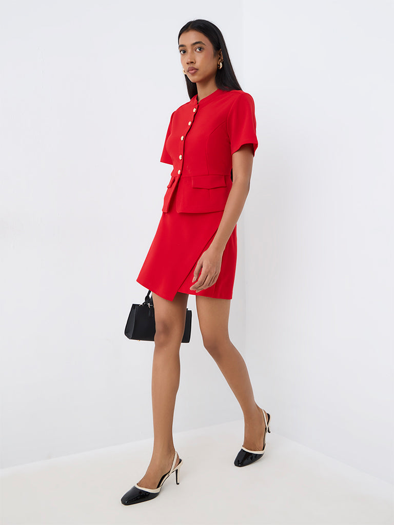 Wardrobe Red Panelled Blouse — photo 2