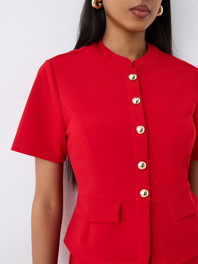 Wardrobe Red Panelled Blouse — photo 3