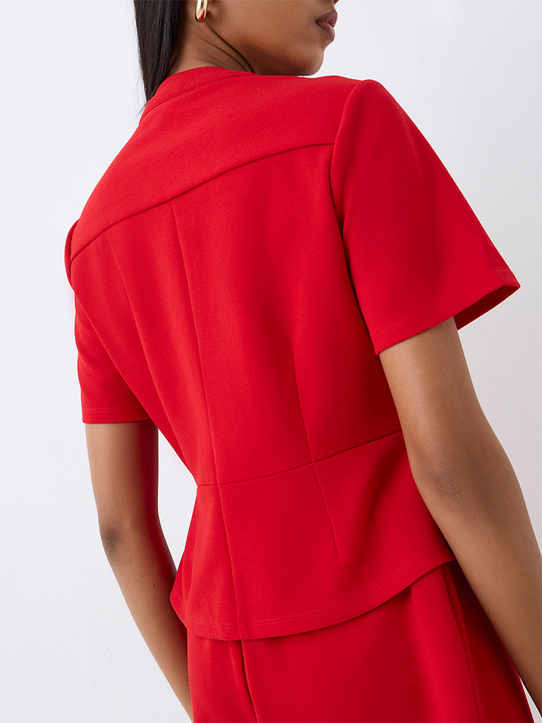 Wardrobe Red Panelled Blouse — photo 4