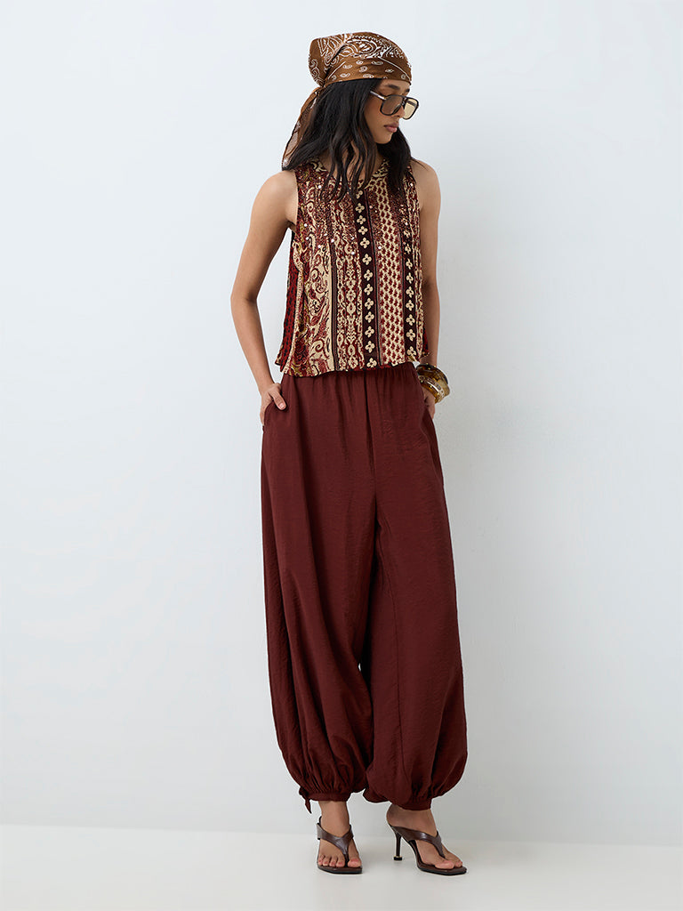 LOV Brown Printed Top — photo 2