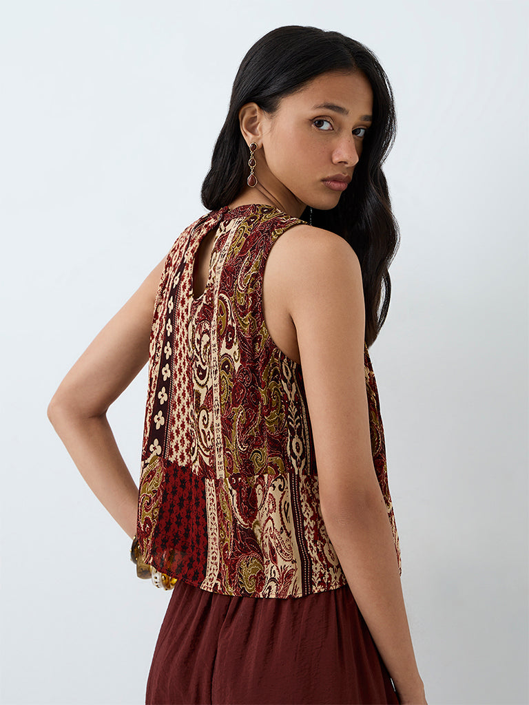 LOV Brown Printed Top — photo 4
