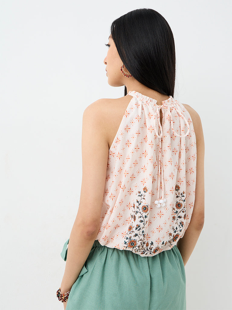 Bombay Paisley Off-White Printed Bubble Hem Top — photo 4